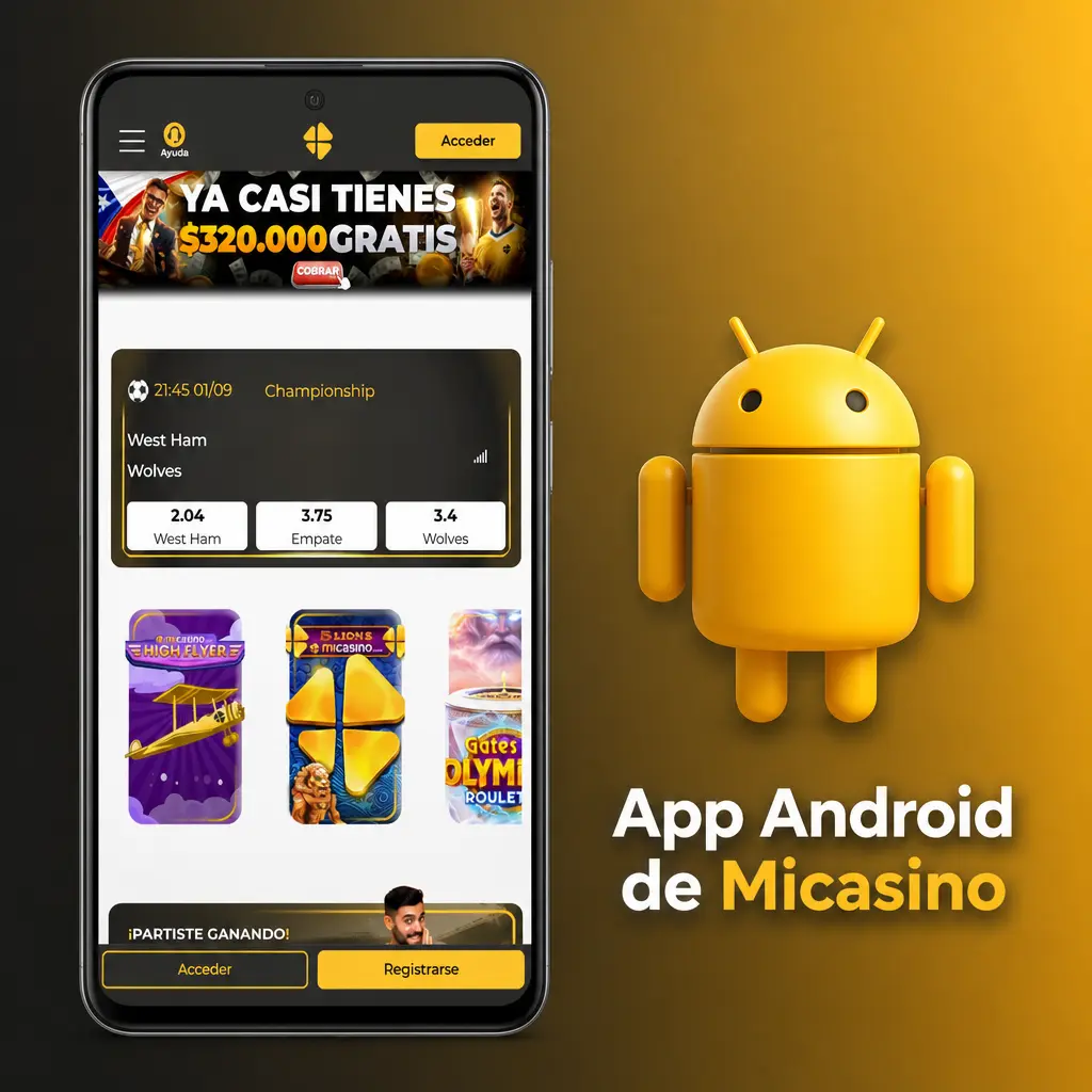 App Android de Micasino para apostar y jugar casino online en Chile, con botón de descarga gratis