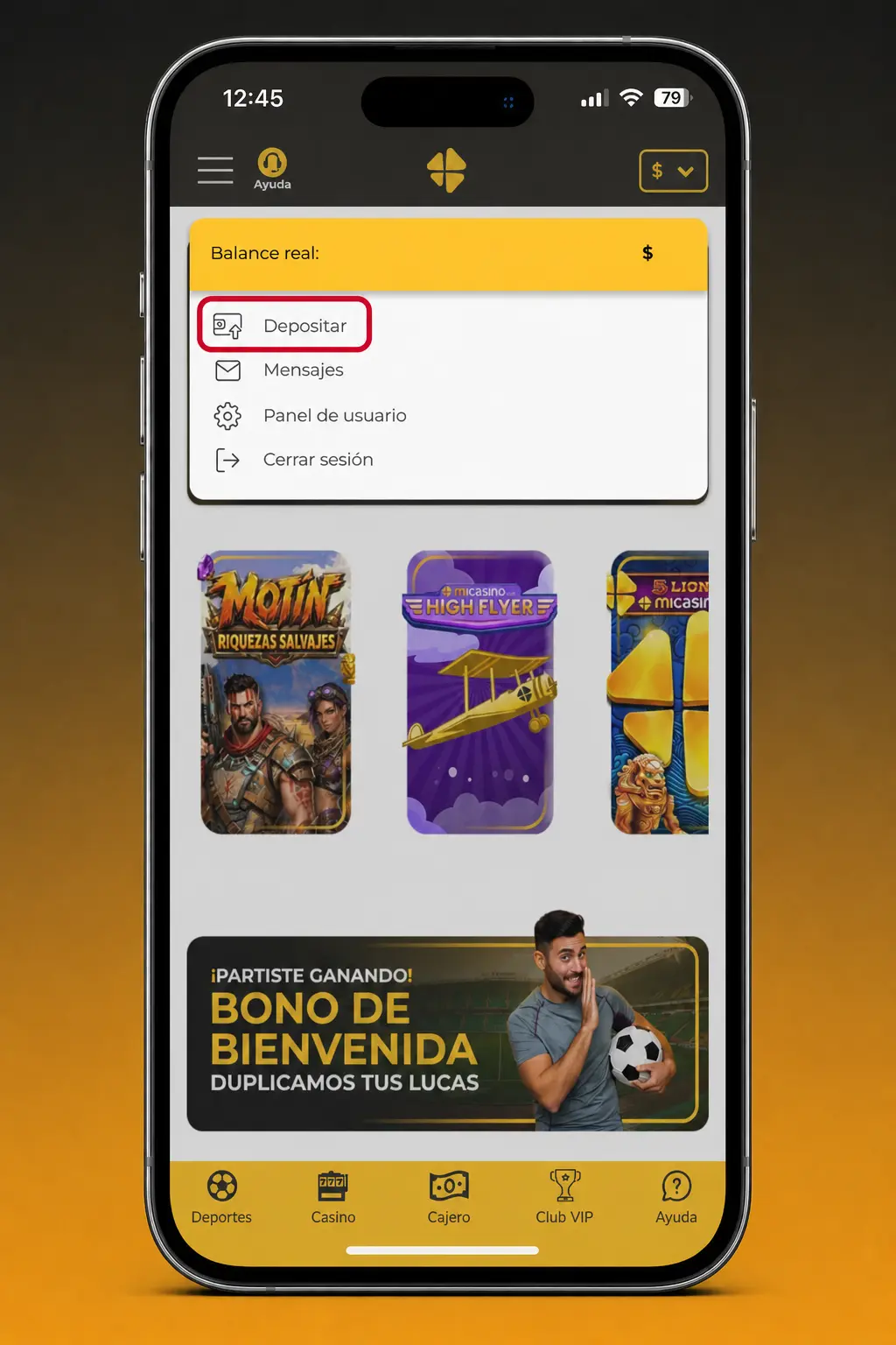Pasos para depositar en la app de Micasino desde Chile usando RUT, métodos de pago y monto mínimo de 5.000 CLP.